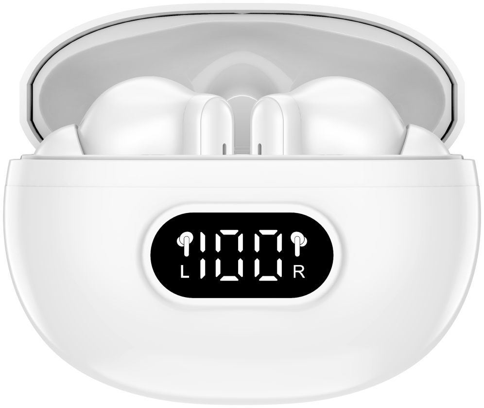 Denver TWE-357 auricular y casco Auriculares True Wireless Stereo (TWS) Clip de oreja Llamadas/Música/Deporte/Uso diario USB Tipo C Bluetooth Base de carga Blanco
