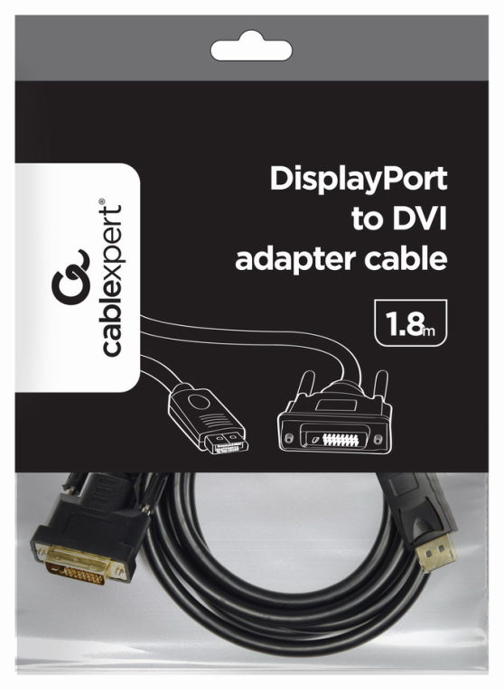 Gembird CC-DPM-DVIM-6 adaptador de cable de vídeo 1,8 m DisplayPort DVI Negro