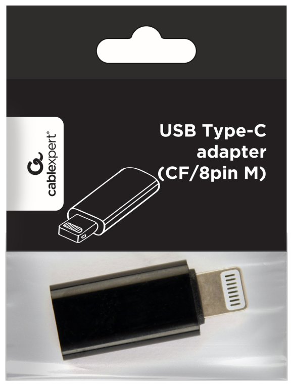 Gembird A-USB-CF8PM-01 cambiador de género para cable USB type-C 8 pines Negro