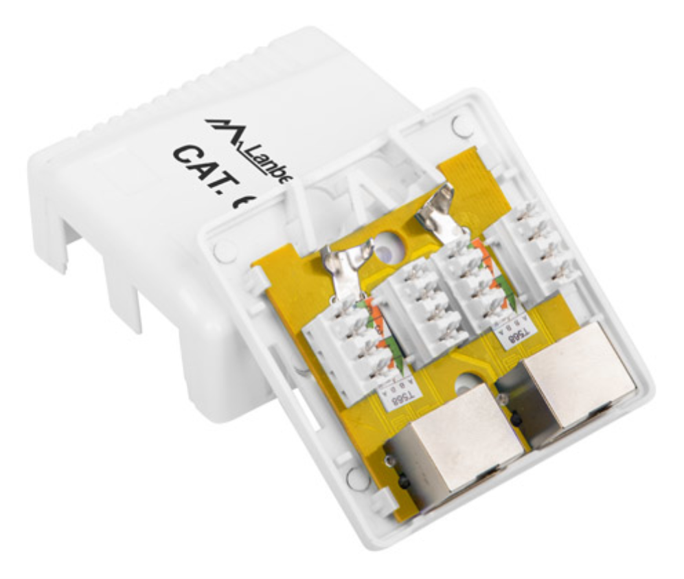 Lanberg OS6-0002-W cambiador de género para cable 2 x RJ-45 Blanco