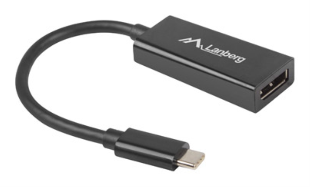 Lanberg AD-UC-DP-01 adaptador de cable de vídeo 0,15 m USB Tipo C DisplayPort Negro