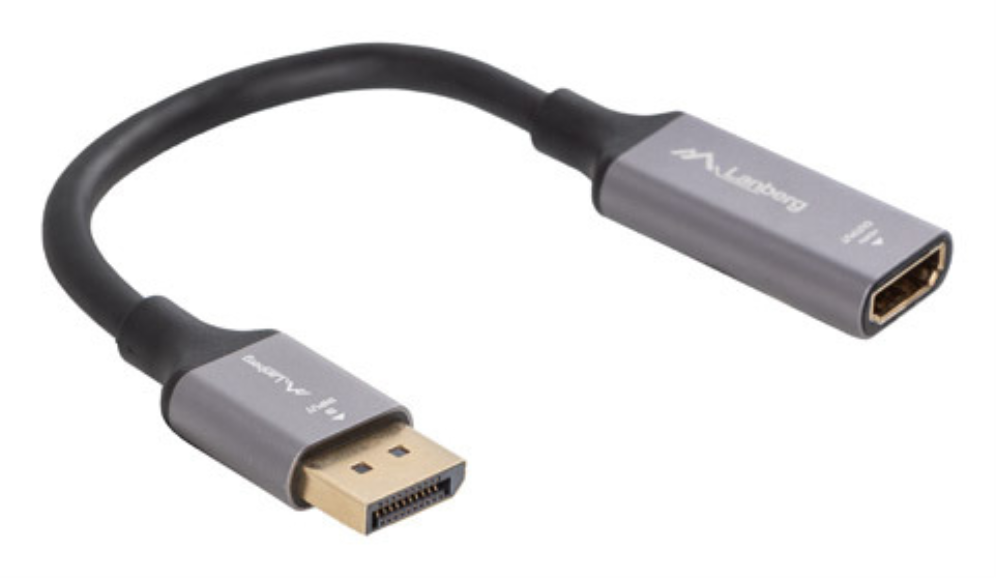 Lanberg AD-DP-HD-04 adaptador de cable de vídeo 0,2 m DisplayPort HDMI Plata, Negro
