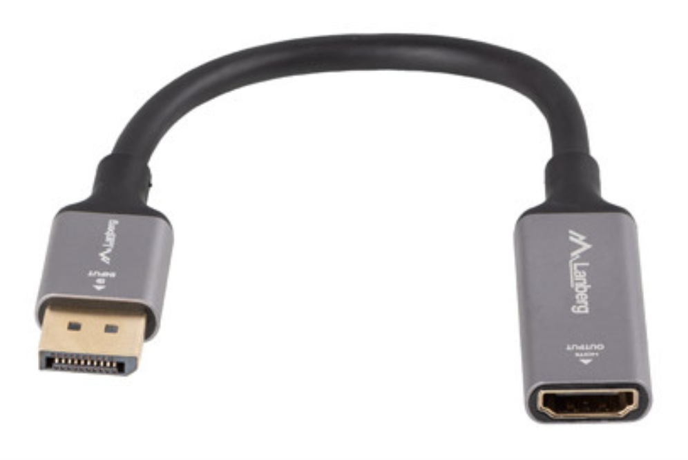 Lanberg AD-DP-HD-04 adaptador de cable de vídeo 0,2 m DisplayPort HDMI Plata, Negro