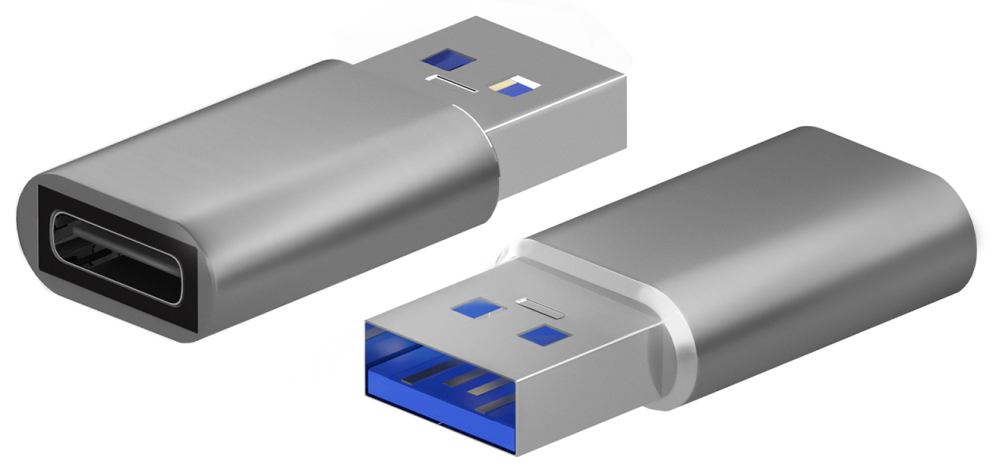 AISENS Mini Adaptador USB 3.2 Gen2 / USB 2.0 3A, Tipo USB-C/H-A/M, Gris