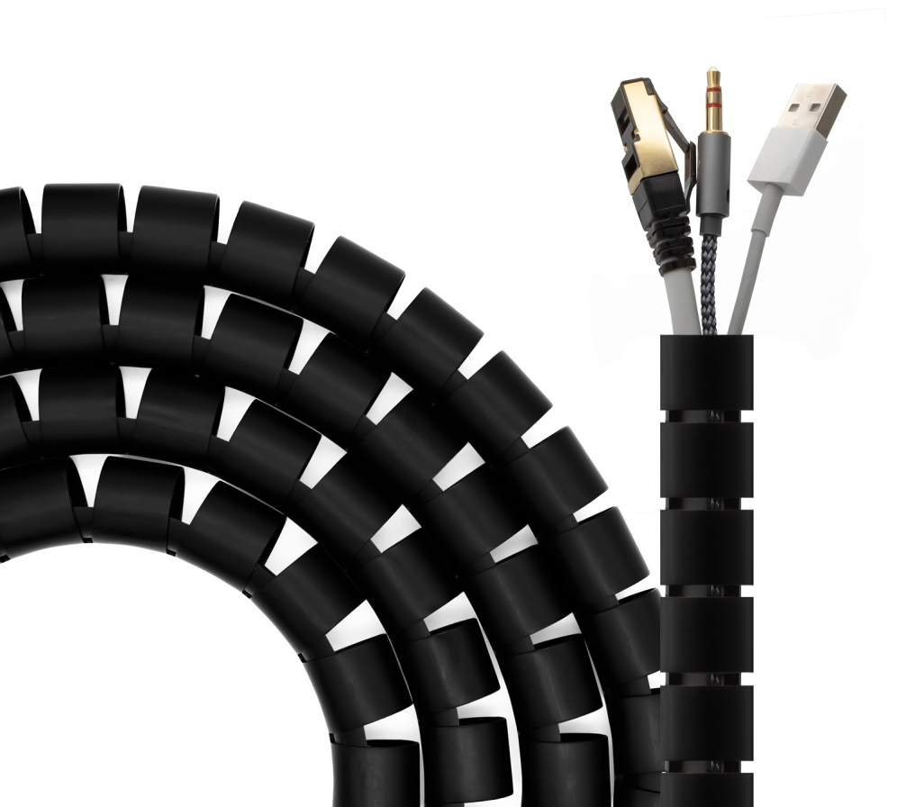 AISENS Organizador De Cable En Espiral 25mm, Negro, 2.0 m