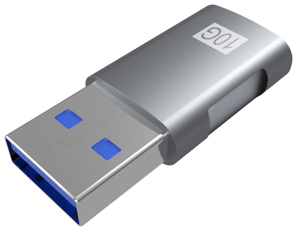 AISENS Mini Adaptador USB 3.2 GEN2 10G 3A, Tipo USB-C/H-A/M, Gris