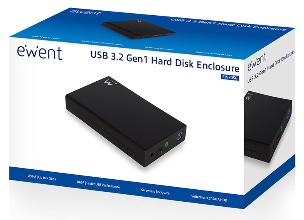 Ewent EW7056 caja para disco duro externo Caja de disco duro (HDD) Negro 3.5"