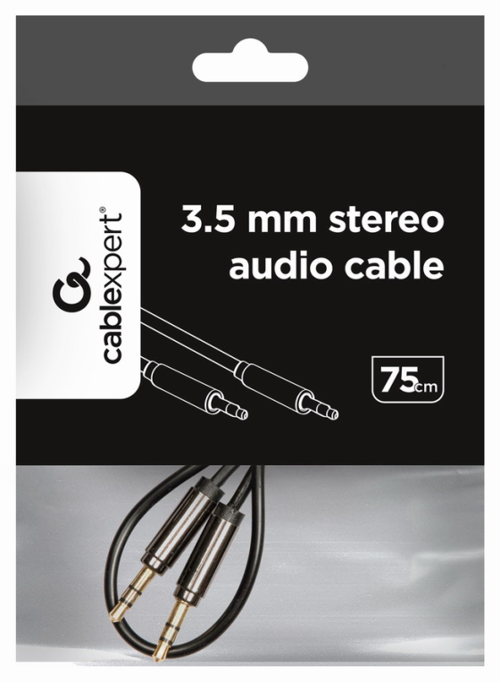 Gembird Cable CCAP-444-0.75M (Mini Jack M - Mini Jack M; 0,75m; black color) cable de audio 3,5mm Negro