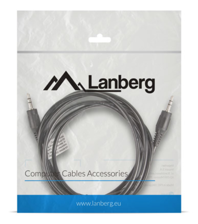 Lanberg CA-MJMJ-10CC-0020-BK cable de audio 2 m 3,5mm Negro