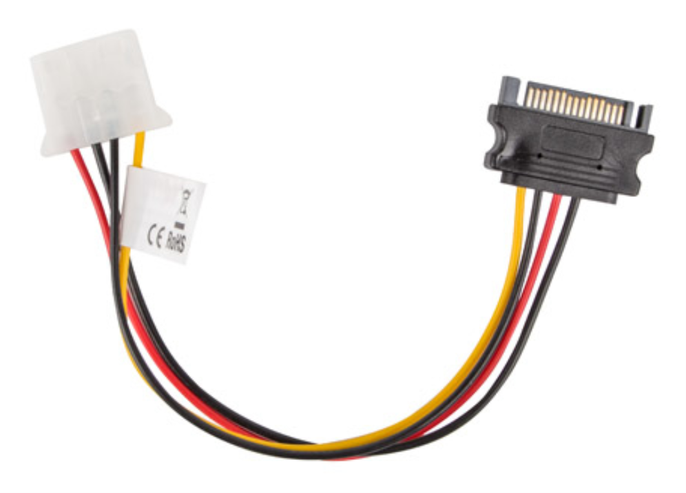 Lanberg CA-SAHD-10CU-0015 cable de SATA 0,15 m Molex (4-pin) SATA de 15 pines Negro, Rojo, Amarillo