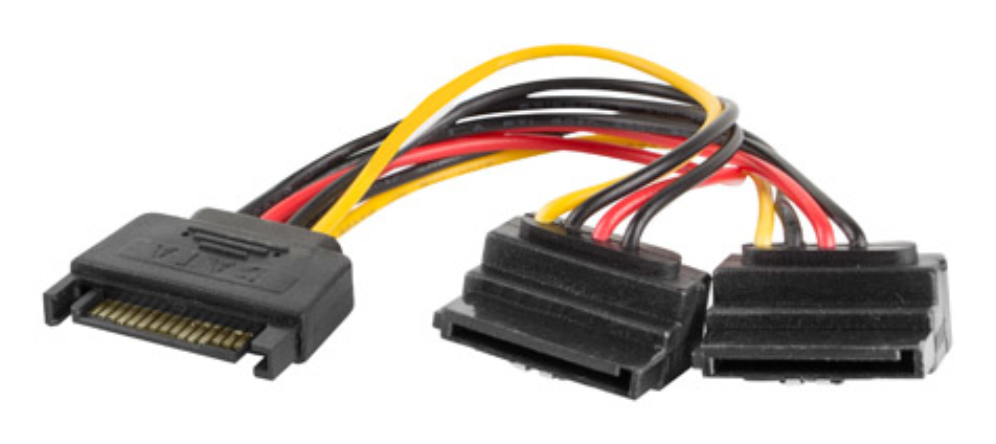 Lanberg CA-SASA-10CU-0015 cable de SATA 0,15 m SATA de 15 pines 2 x SATA de 15 pines Negro, Rojo, Amarillo