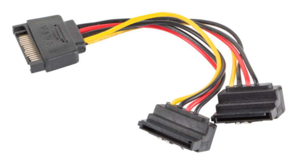 Lanberg CA-SASA-10CU-0015 cable de SATA 0,15 m SATA de 15 pines 2 x SATA de 15 pines Negro, Rojo, Amarillo