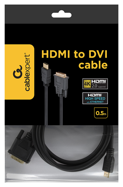 Gembird 1.8m, HDMI/DVI, M/M 1,8 m DVI-D Negro