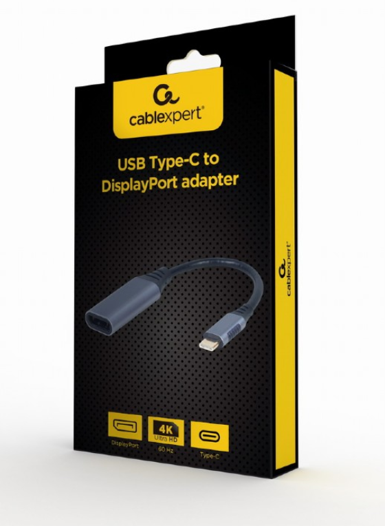 Gembird A-USB3C-DPF-01 adaptador de cable de vídeo 0,15 m USB Tipo C DisplayPort Negro, Gris