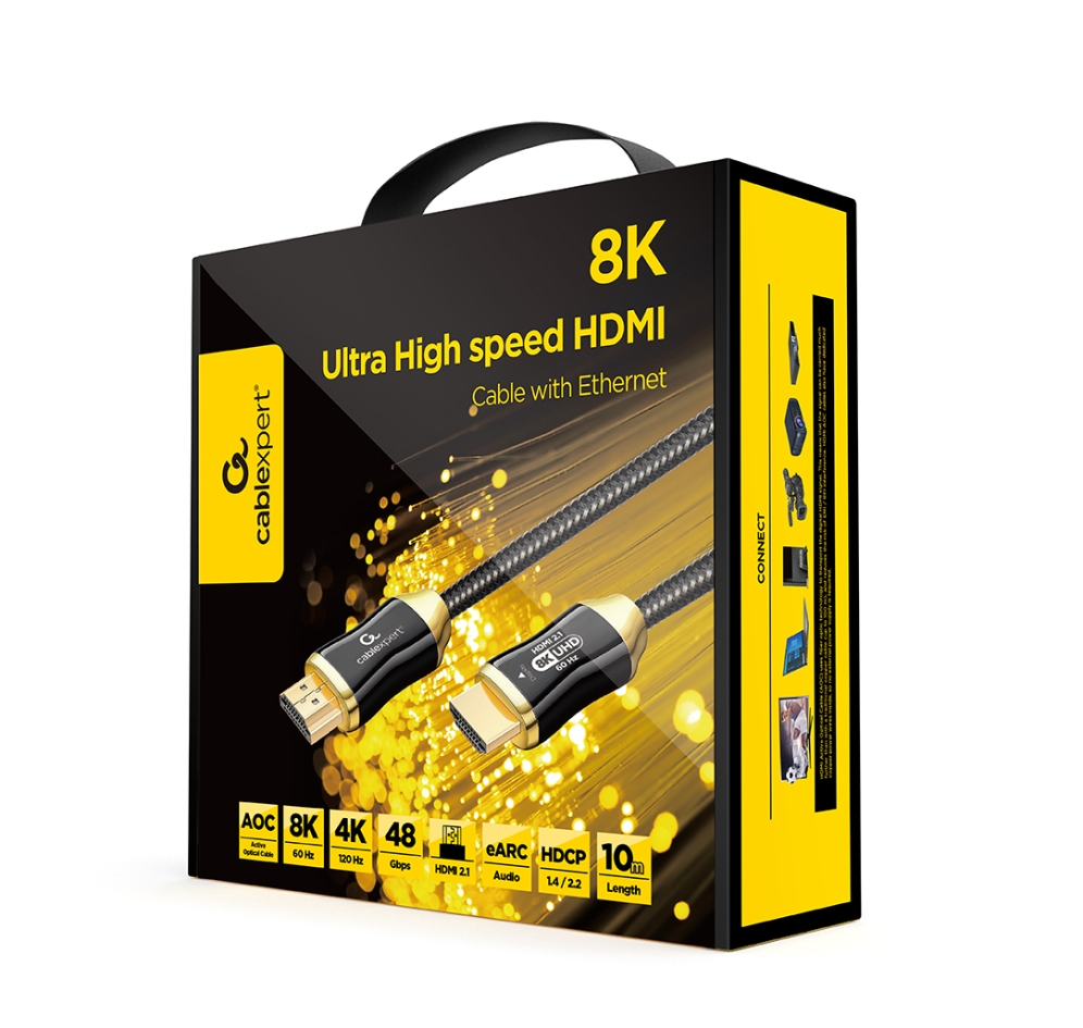 Gembird Active Optical AOC HDMI 10m cable HDMI HDMI tipo A (Estándar) Negro, Oro
