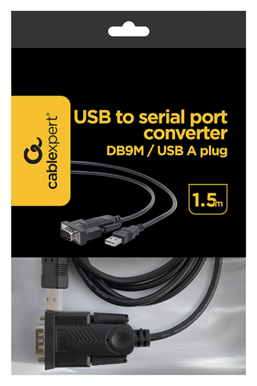 Gembird UAS-DB9M-02 cable de serie Negro 1,5 m USB tipo A DB-9