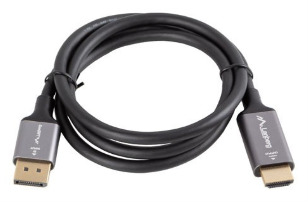 Lanberg CA-DPHD-20CU-0010-BK adaptador de cable de vídeo 1 m DisplayPort HDMI tipo A (Estándar) Negro, Plata