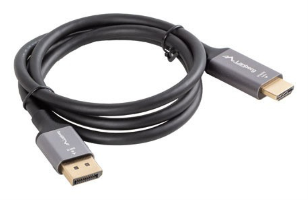 Lanberg CA-DPHD-20CU-0010-BK adaptador de cable de vídeo 1 m DisplayPort HDMI tipo A (Estándar) Negro, Plata