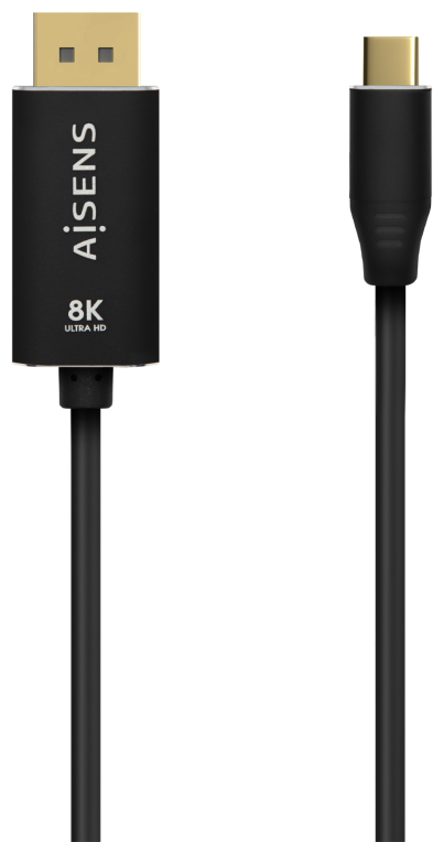 AISENS Cable Conversor Aluminio USB-C a Displayport 8K@60Hz, USB-C/M-DP/M, Negro, 1.8M