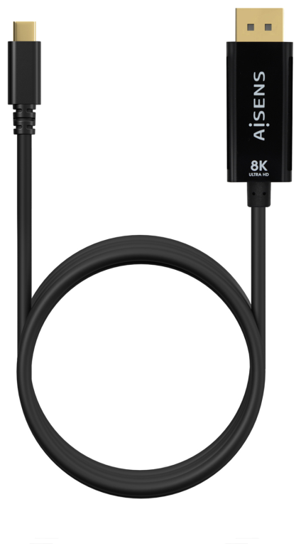 AISENS Cable Conversor USB-C a Displayport 8K@60Hz, USB-C/M-DP/M, Negro, 1.8M