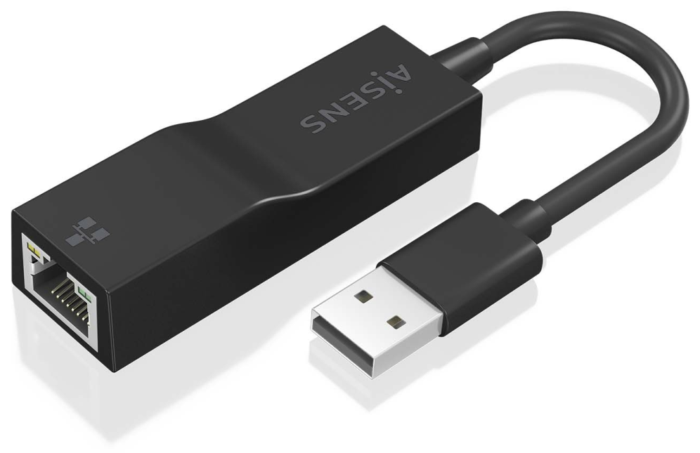 AISENS Conversor USB 3.0 a Ethernet Gigabit 10/100/1000 Mbps, Negro, 15 cm