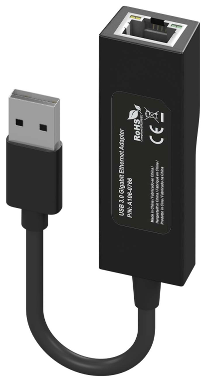 AISENS Conversor USB 3.0 a Ethernet Gigabit 10/100/1000 Mbps, Negro, 15 cm