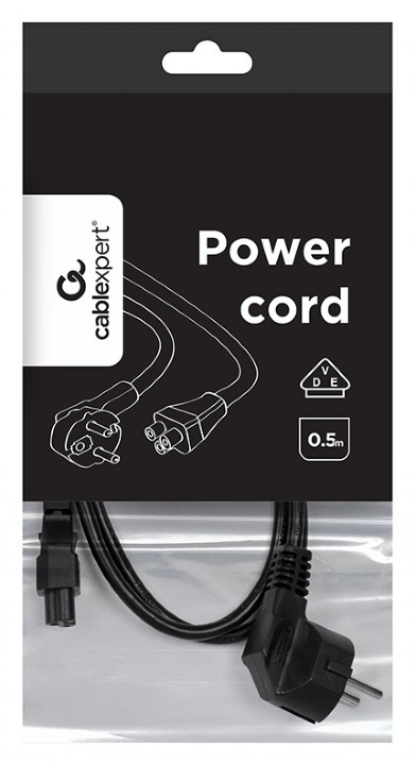 Gembird PC-186-ML12-0.5M cable de transmisión Negro 0,5 m CEE 7/7 C5 acoplador