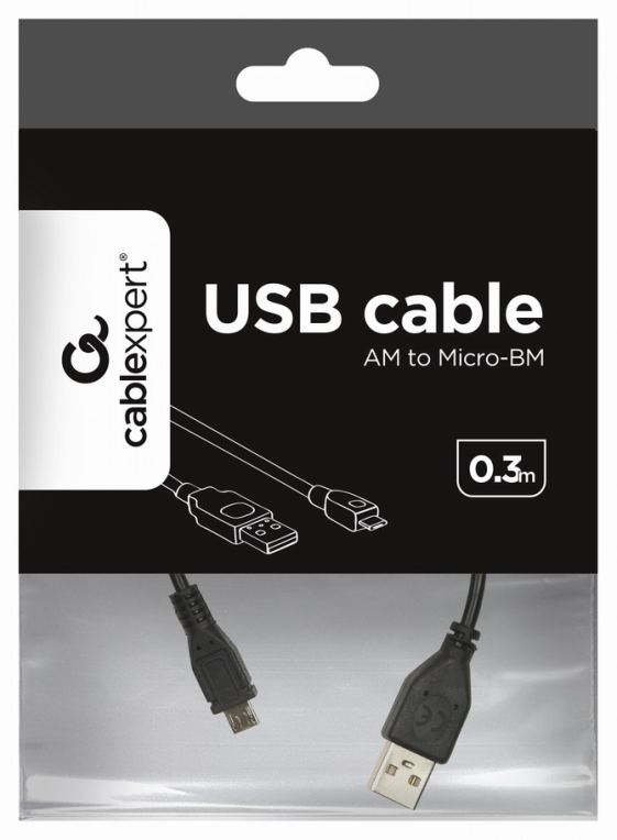 Gembird USB 2.0/microUSB 2.0, 0.3m cable USB 0,3 m USB A Micro-USB B Negro