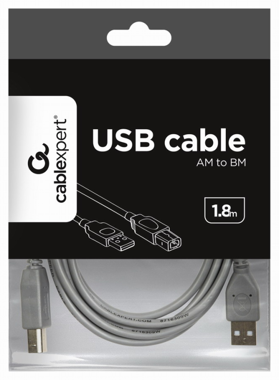 Gembird 1.8m USB 2.0 A/B M cable USB 1,8 m USB A USB B Gris