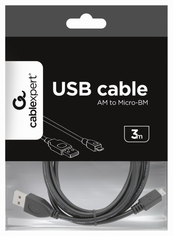 Gembird CCP-MUSB2-AMBM-10 cable USB USB 2.0 3 m Micro-USB B USB A Negro