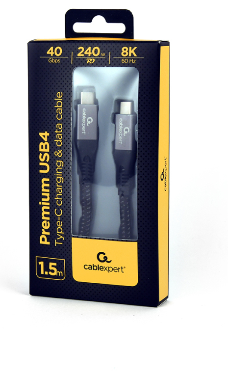 Gembird CCBP-USB4-CMCM240-1.5M cable USB USB4 Gen 3x2 1,5 m USB C Negro, Plata