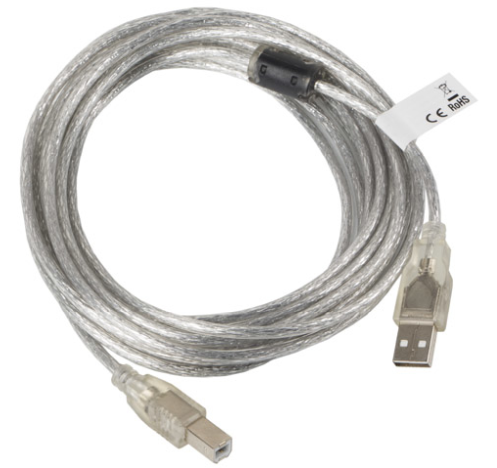 Lanberg CA-USBA-12CC-0050-TR cable USB USB 2.0 5 m USB B 0,48 Gbit/s Transparente