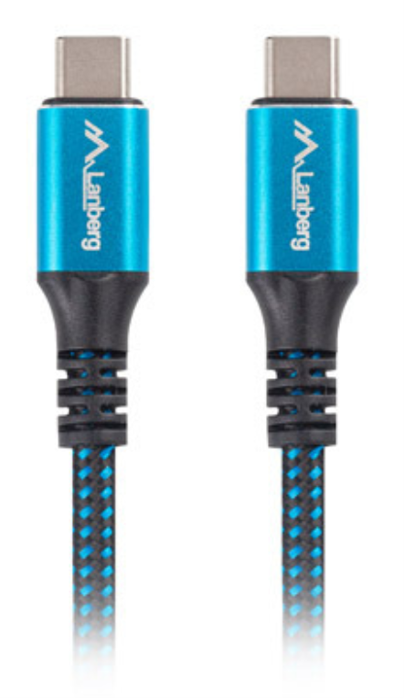 Lanberg CA-CMCM-45CU-0012-BK cable USB USB4 Gen 2x2 0,12 m USB C Negro, Azul