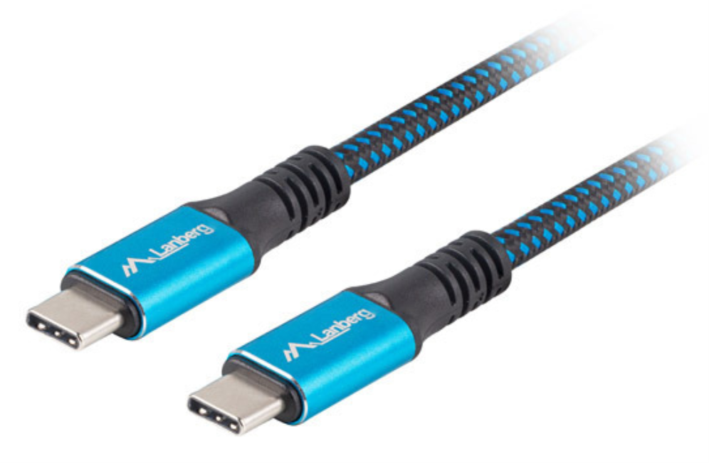 Lanberg CA-CMCM-45CU-0012-BK cable USB USB4 Gen 2x2 0,12 m USB C Negro, Azul