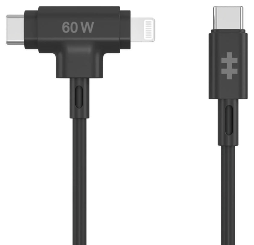 HYPER HyperJuice cable USB USB 2.0 1,5 m USB C USB C/Lightning 60 W Negro