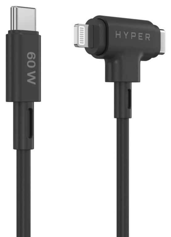 HYPER HyperJuice cable USB USB 2.0 1,5 m USB C USB C/Lightning 60 W Negro