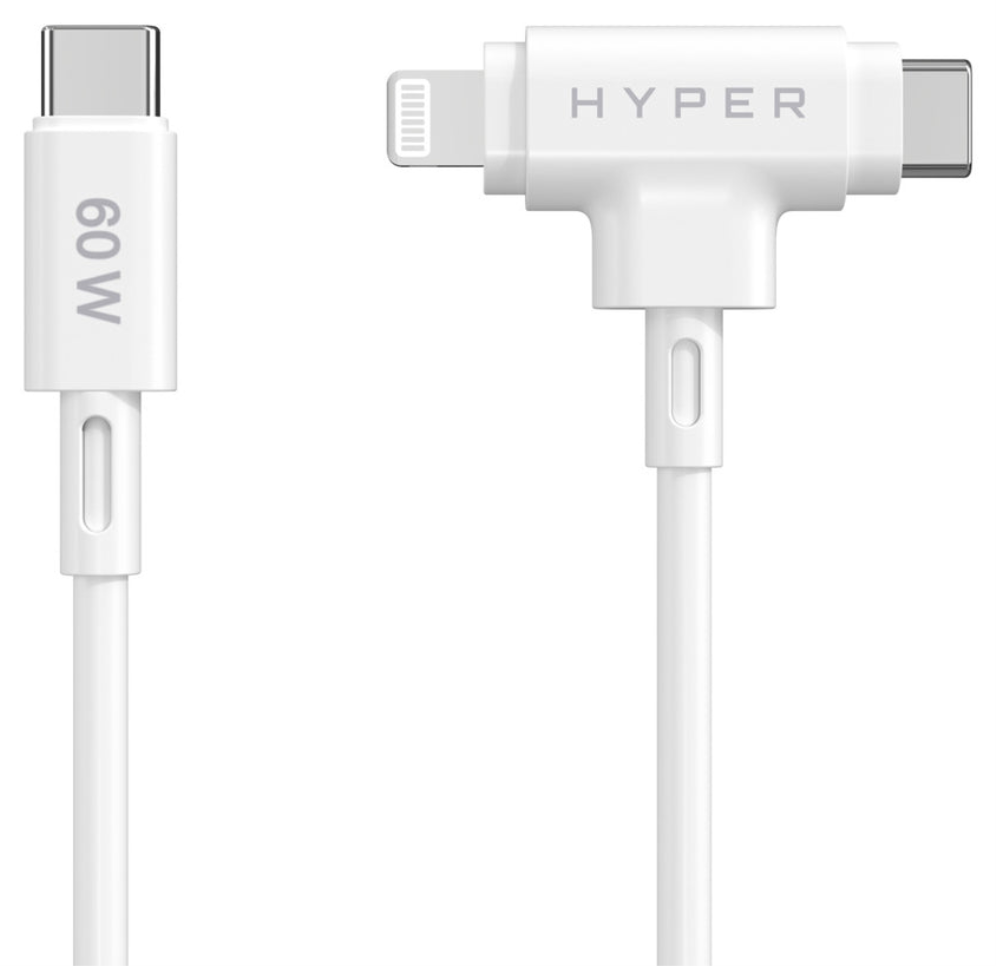 HYPER HyperJuice cable USB USB 2.0 1,5 m USB C USB C/Lightning Blanco