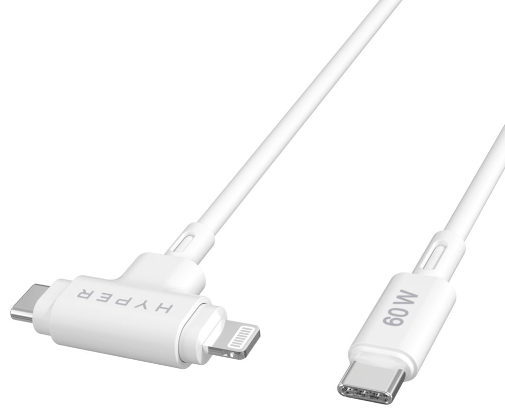 HYPER HyperJuice cable USB USB 2.0 1,5 m USB C USB C/Lightning Blanco