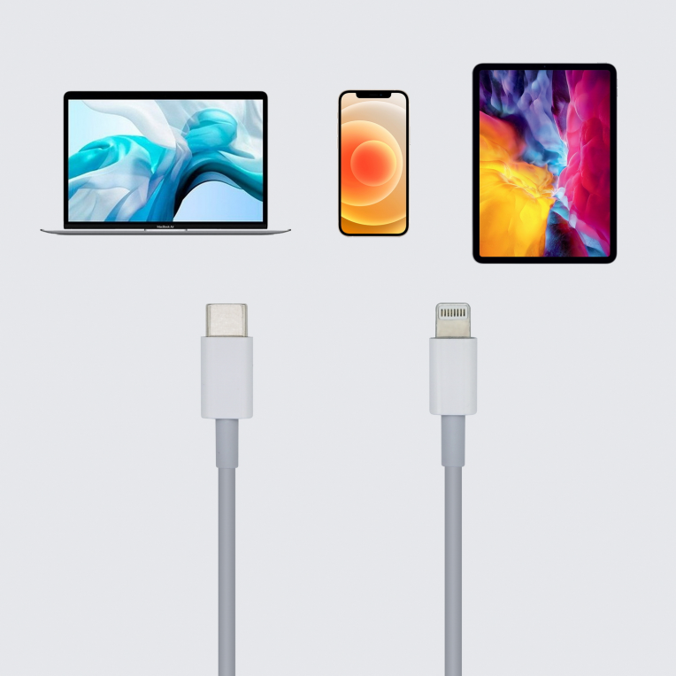 AISENS Cable USB 2.0 USB-? A Lightning PD 2A, Lightning/M-USB-?/M, Blanco, 1.0m