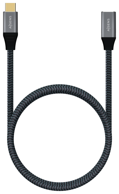 AISENS Cable USB 3.2 Gen2X2 Aluminio 20Gbps 5A 100W, Tipo USB-C/M-USB-C/H, Gris, 1.0M