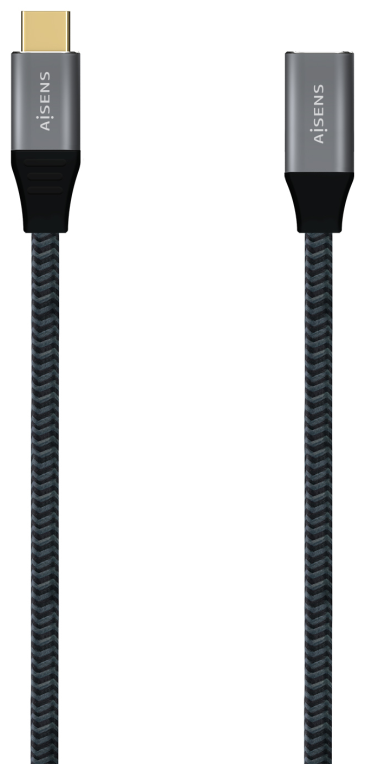 AISENS Cable USB 3.2 Gen2X2 Aluminio 20Gbps 5A 100W, Tipo USB-C/M-USB-C/H, Gris, 1.0M