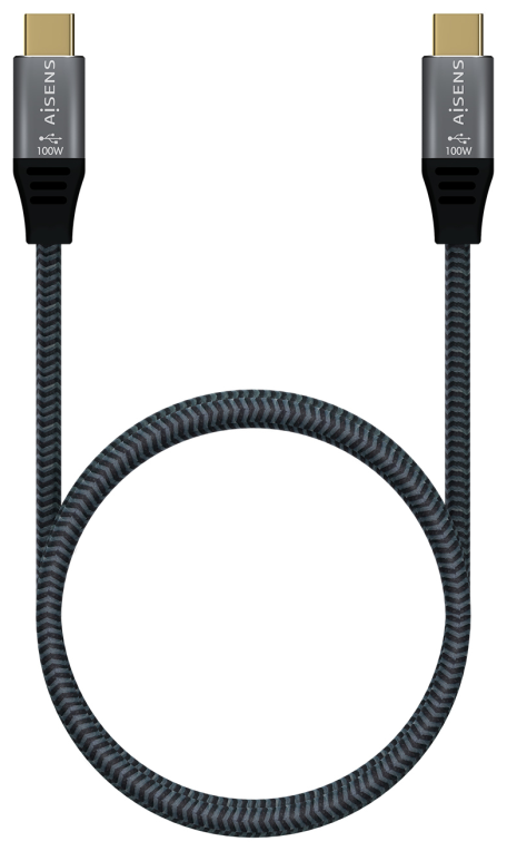 AISENS Cable USB 3.2 Gen2X2 Aluminio 20Gbps 5A 100W E-Mark, Tipo USB-C/M-USB-C/M, Gris, 2.0M