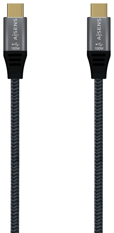 AISENS Cable USB 3.2 Gen2X2 Aluminio 20Gbps 5A 100W E-Mark, Tipo USB-C/M-USB-C/M, Gris, 2.0M