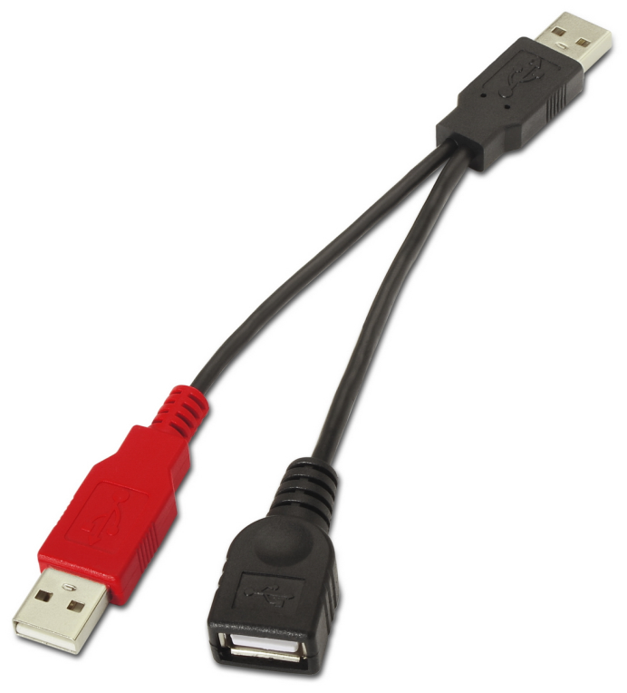 AISENS A101-0030 cable USB USB 2.0 0,15 m 2 x USB A USB A Negro, Rojo