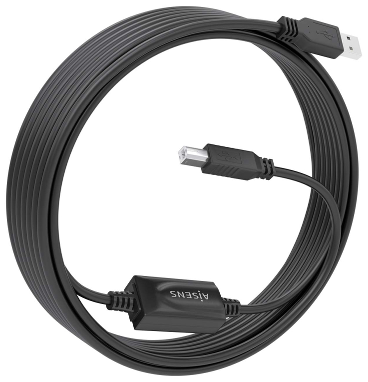 AISENS Cable USB 2.0 con Amplificador, Tipo A/M-B/M, Negro, 10m