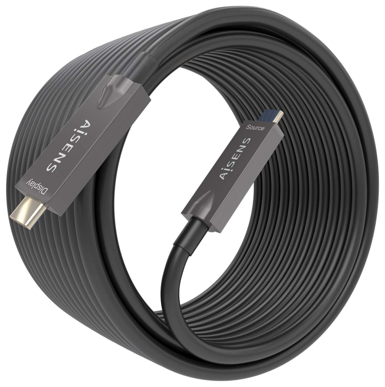 AISENS - Cable USB 3.1 Gen2 10Gbps AOC 4K@60Hz 3A 60W E-Marker, tipo USB-C/M-USB-C/M, Negro, 10m