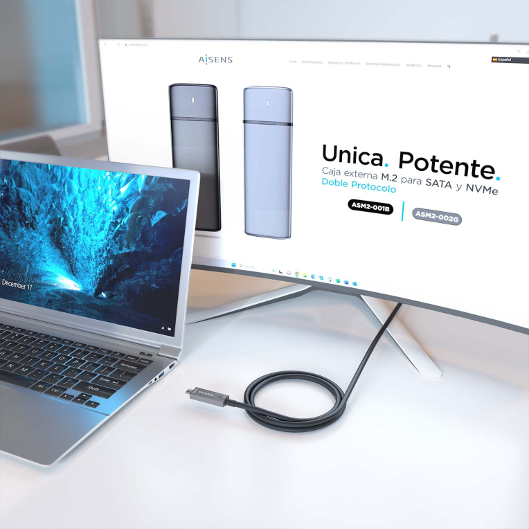AISENS - Cable USB 3.1 Gen2 10Gbps AOC 4K@60Hz 3A 60W E-Marker, tipo USB-C/M-USB-C/M, Negro, 10m