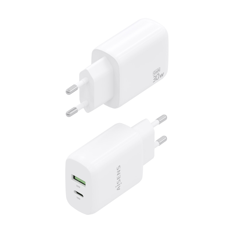 AISENS A110-0923 cargador de dispositivo móvil Cámara digital, MP3, MP4, Teléfono móvil, Navegante, Portátil, Consola de juegos portátil, Smartphone, Tableta, Universal Blanco Corriente alterna Carga rápida Interior