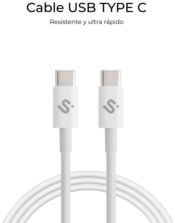 SUBBLIM CABLE PLUS 100W C-C 2m WHITE