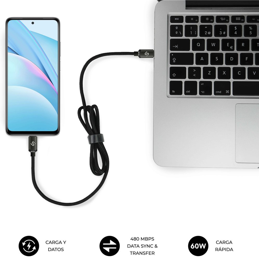 SUBBLIM CABLE OPTIMUS 60W C-C 1m BLACK